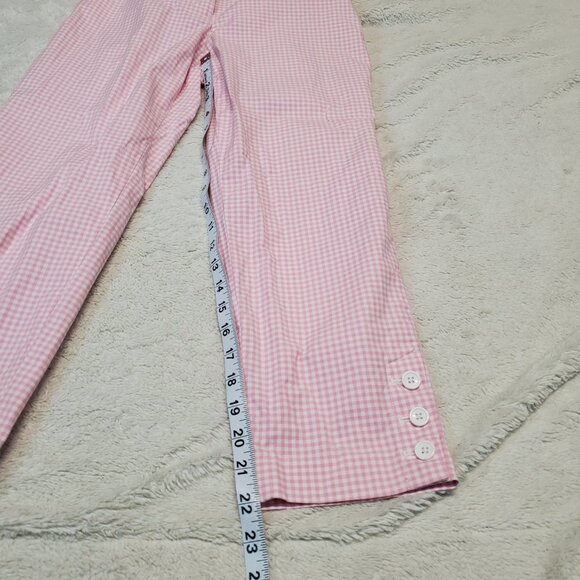 Talbots Pink White Gingham Plaid Cottagecore Preppy Perfect Crop Pants 2 Petite - Picture 10 of 10